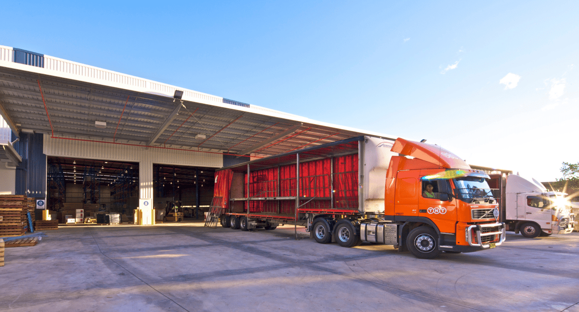 Trucks in row at RFI Seven Hills, Sydney warehouse